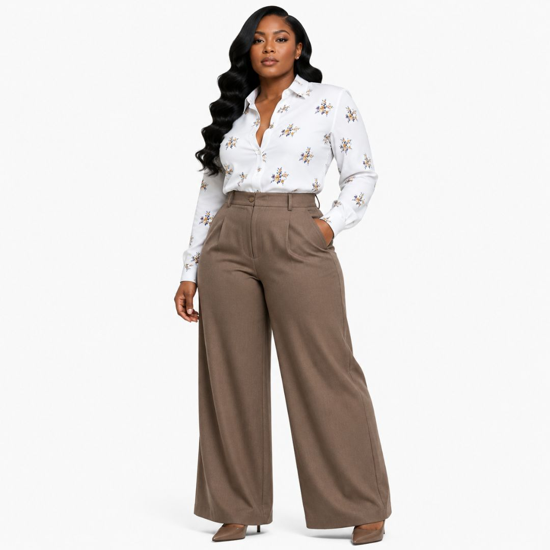 Premium Floral Print & Mocha Brown Fashion Fabric Combo